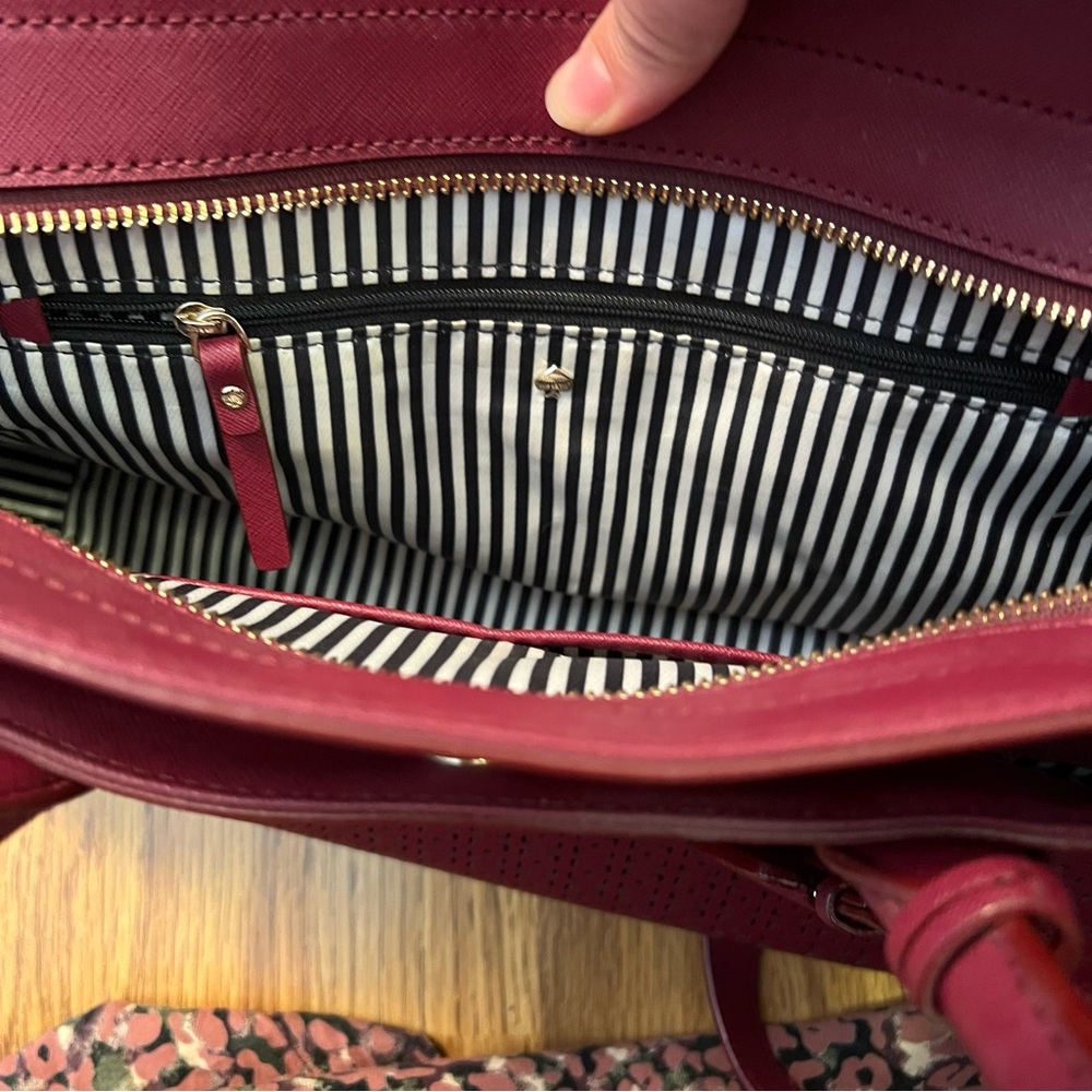 Kate Spade Cameron Street perforated Candace Maroon Satchel with dust bag - Picture 9 of 14